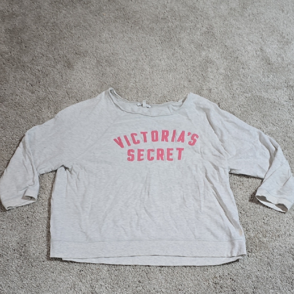 Victoria's Secret Light Gray Top with Pink Logo